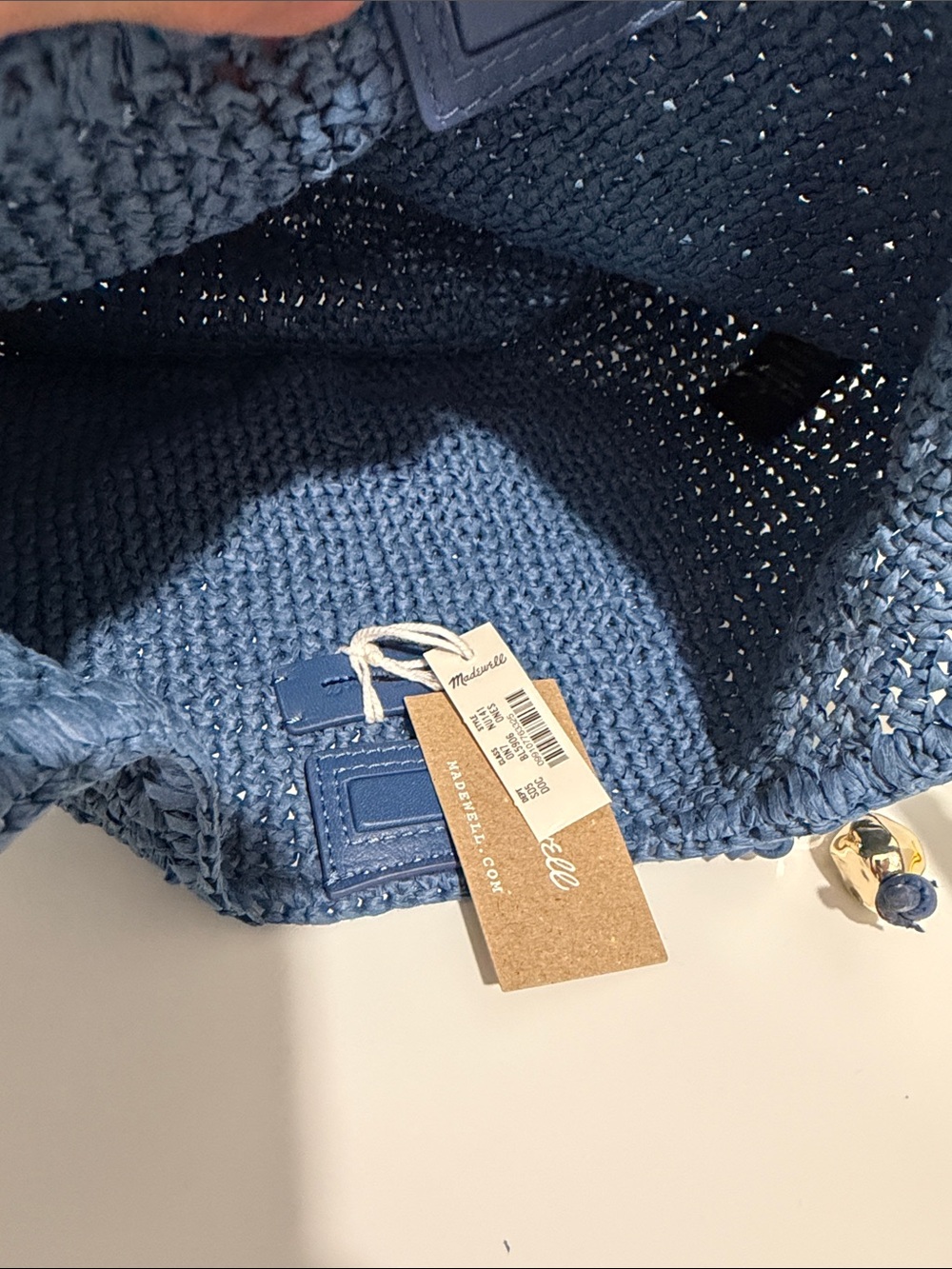 NEW Madewell The Camren Straw Bag with Leather Trim in Distant Ocean NU141 - Picture 10 of 11
